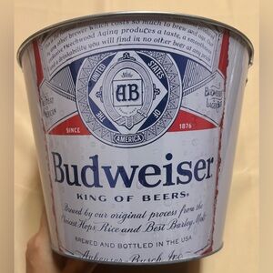 Budweiser Beer Metal Ice Bucket with Handle This Bud's For You 7” Tall